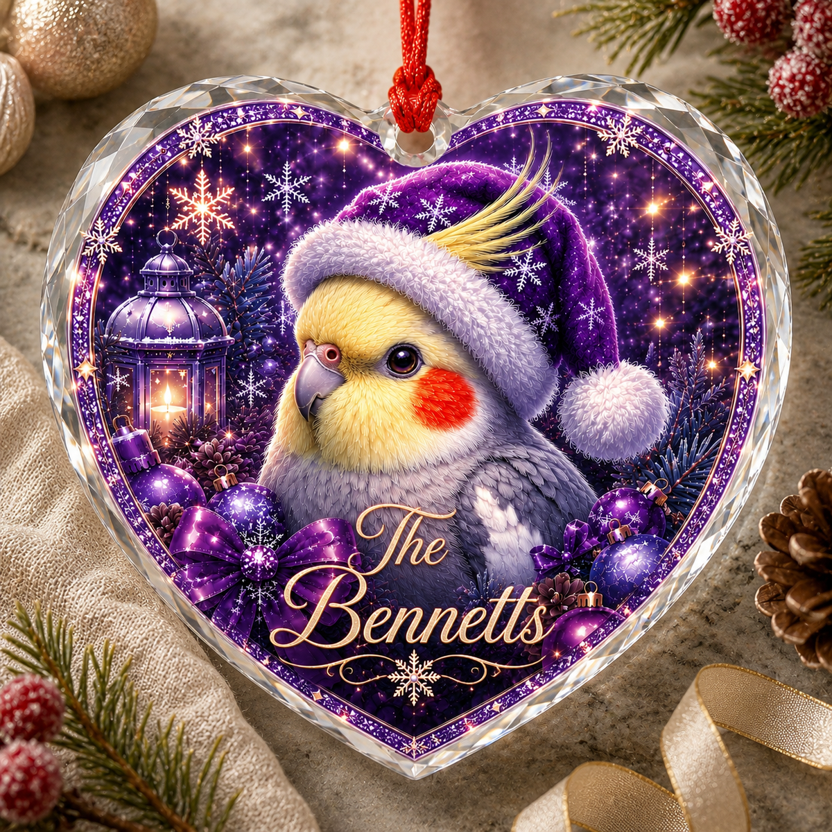 Purple Bird At Christmas Cockatiel