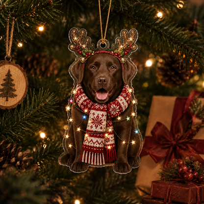 Dog Decor with Antlers & Scarf Labrador Retriever