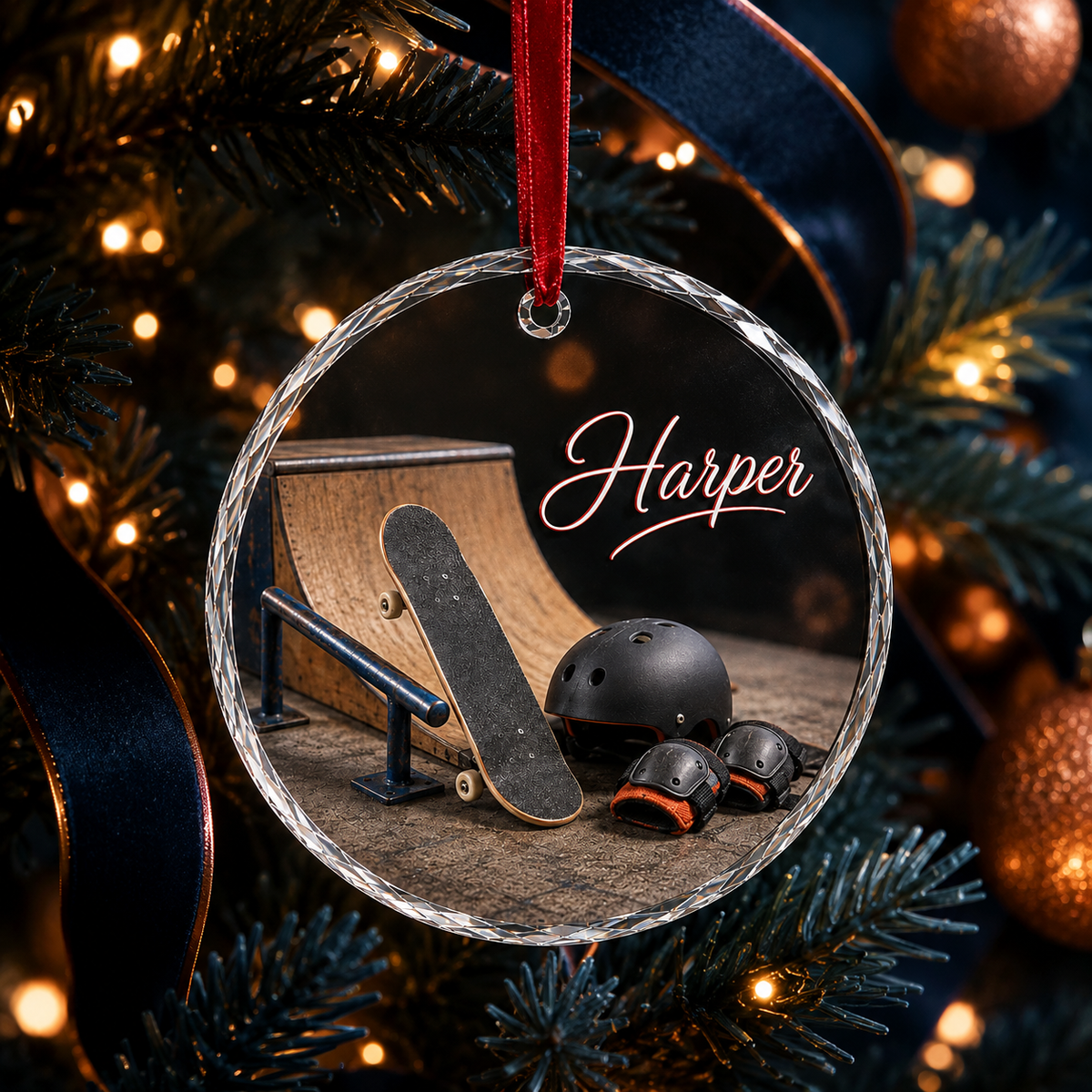 Sports Glass Ornament Skateboarding