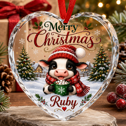 Christmas Glass Animal Cow