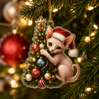 Cat With Christmas Tree Sphynx