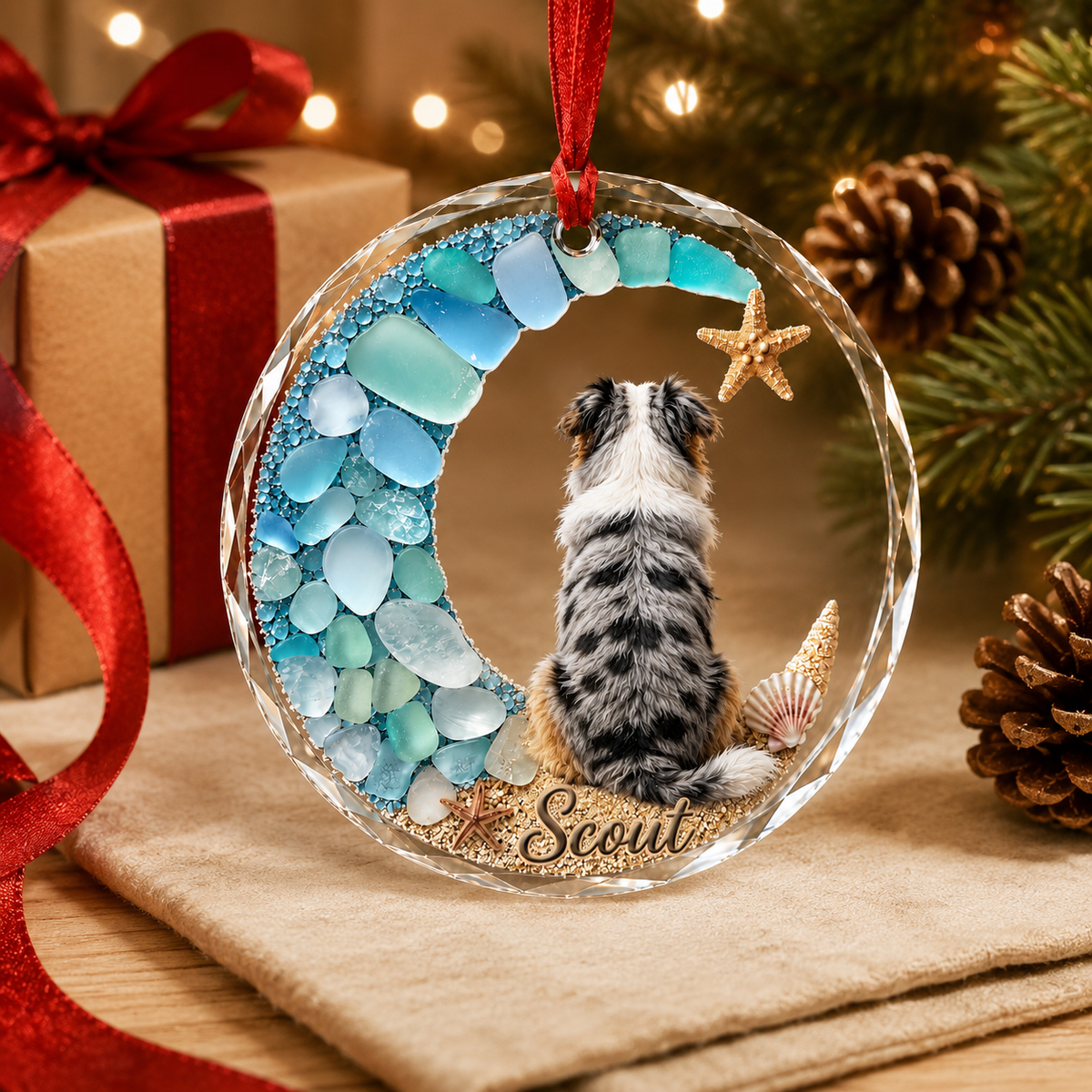 Custom Dog Seashell Australian Shepherd