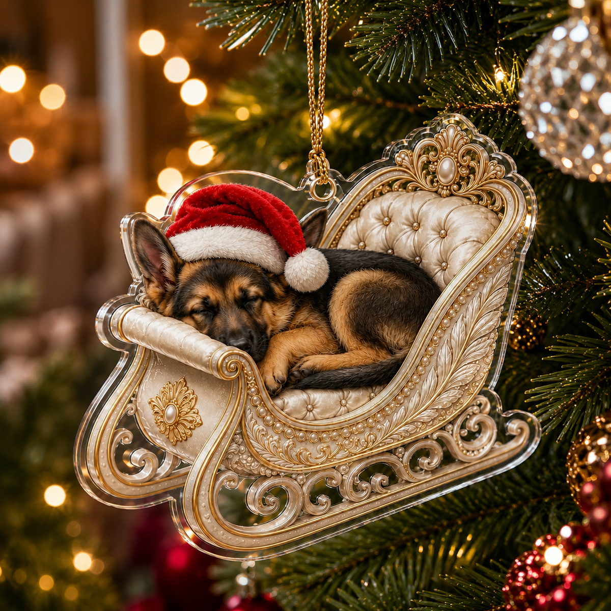 Dog Christmas Sleigh German Shepherd