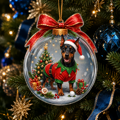 Dog Santa Bauble Ball Doberman Pinscher