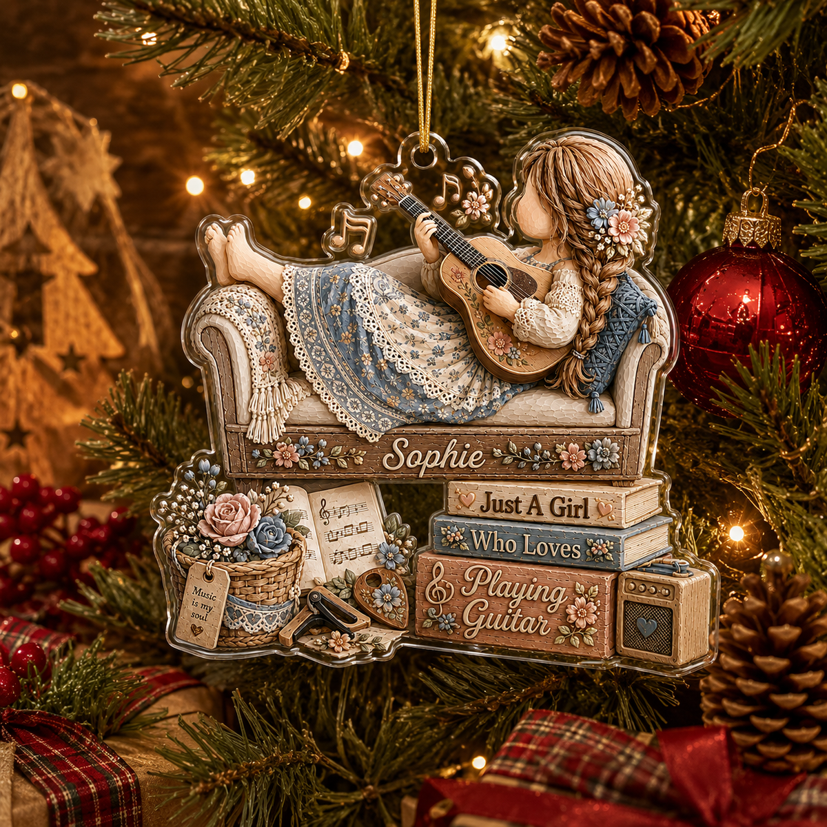 Personalized Just A Girl Hobby Playing Guitar