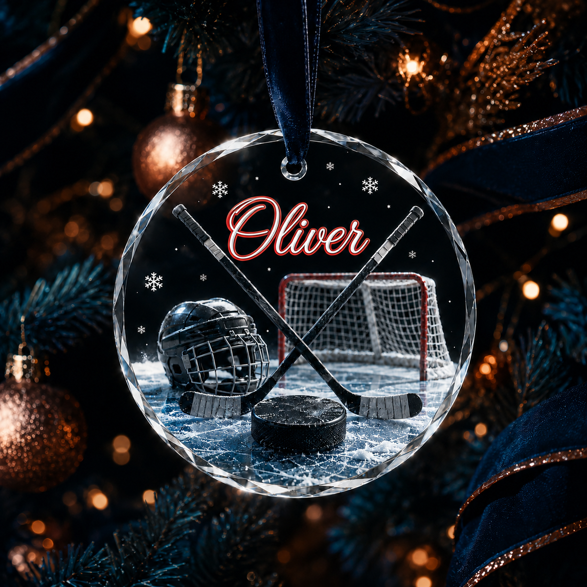 Sports Glass Ornament Ice Hockey