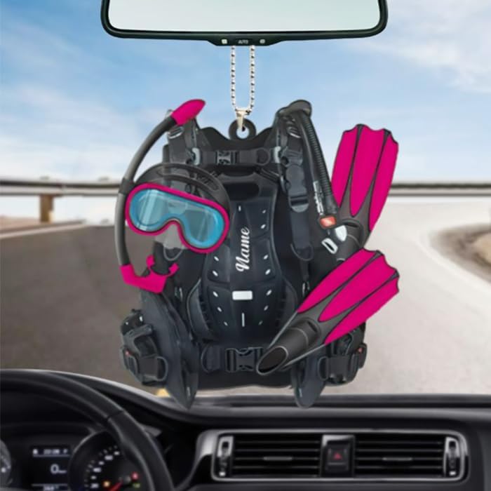 Custom Name Diving Ornament – Personalized Acrylic Scuba Diver Christmas Keepsake, Underwater Gift TSD17