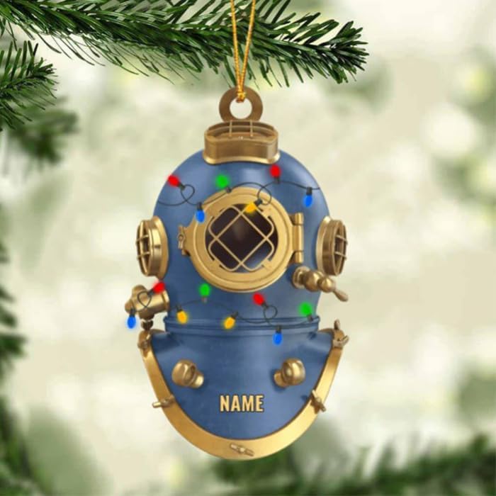 Custom Name Diving Ornament – Personalized Acrylic Scuba Diver Christmas Keepsake, Underwater Gift TSD13