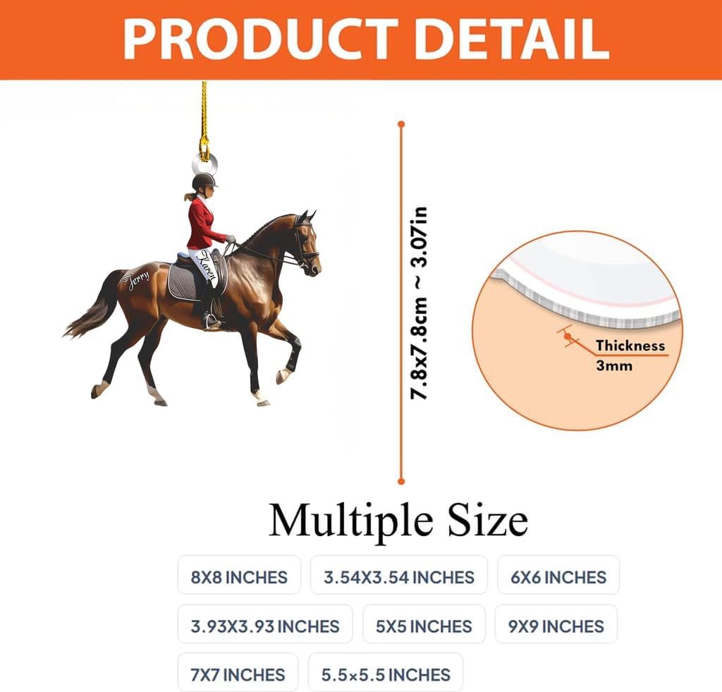 Personalized Equestrian Christmas Ornament | Custom Horse Rider Holiday Tree Decoration Gift for Cowboy & Cowgirl Riders THH5