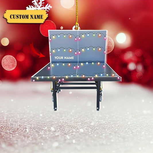 Personalized Ping Pong Player Ornament – Custom Name Acrylic Table Tennis Christmas Gift, Flat 2D Sport Decor TT20