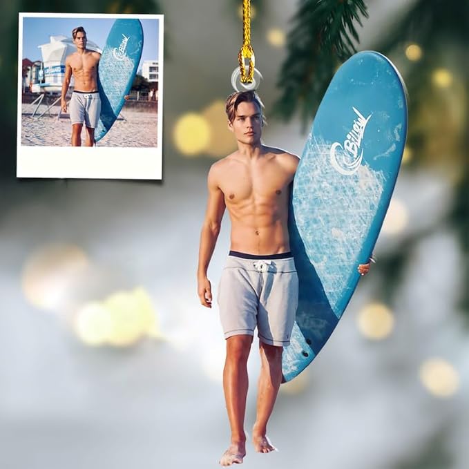 Customized Photo Surfboard Ornament - Ornament Gift For Surf Lovers LL2
