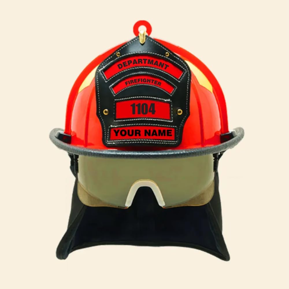 Personalized Firefighter Helmet Christmas Ornament Style 2
