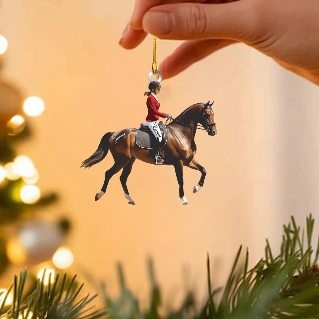 Personalized Equestrian Christmas Ornament | Custom Horse Rider Holiday Tree Decoration Gift for Cowboy & Cowgirl Riders THH5