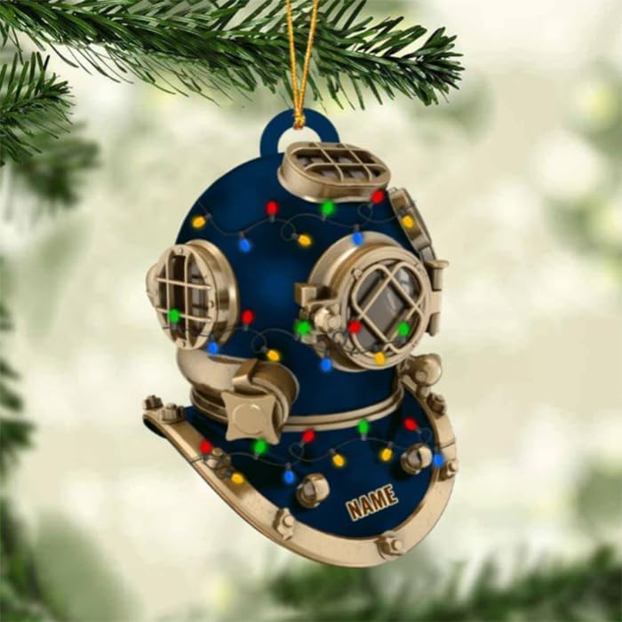 Custom Name Diving Ornament – Personalized Acrylic Scuba Diver Christmas Keepsake, Underwater Gift TSD12