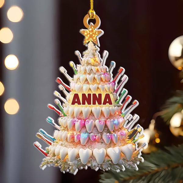 Custom Name Dentist Christmas Ornament