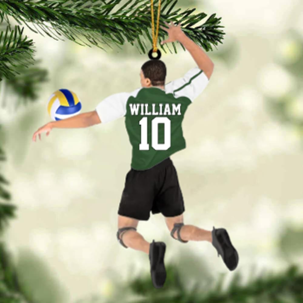Personalized Volleyball Player Christmas Ornament, Custom Name Number Volleyball Boy Ornament TV17