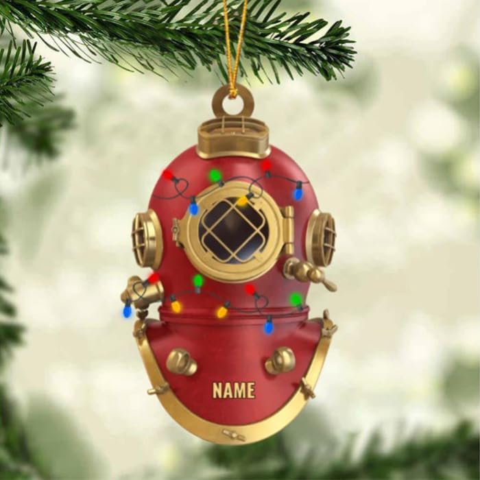 Custom Name Diving Ornament – Personalized Acrylic Scuba Diver Christmas Keepsake, Underwater Gift TSD13