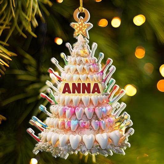 Custom Name Dentist Christmas Ornament