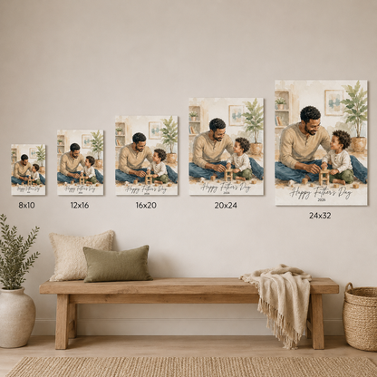 Custom Photo Happy Father's Day Canvas Wall Art - Custom Gift For Dad TOM99