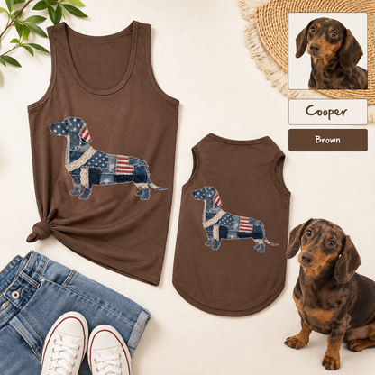 Custom Pet Photo Tank Top Set, Matching Owner and Dog Gift Outfit Gift For Women THUC99