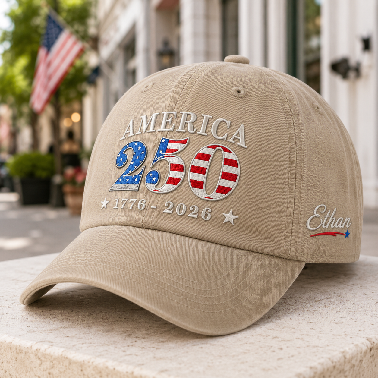 USA Semiquincentennial 250th Anniversary Embroidered Vintage Baseball Hat for Patriots THUC99