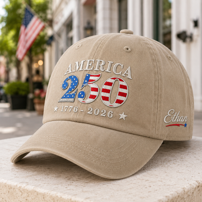 USA Semiquincentennial 250th Anniversary Embroidered Vintage Baseball Hat for Patriots THUC99
