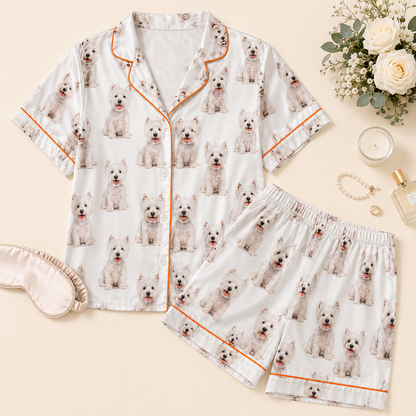 Custom Dog Image Satin Nightwear Set Personalized Pet Lover Sleepwear Gift THUC99