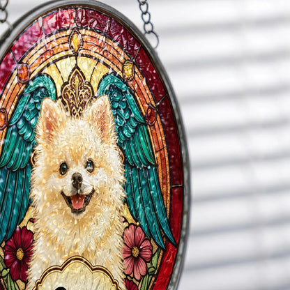Personalized Dog Name Stained Glass Suncatcher – Custom Pet Window Hanging Gift (THUC99)