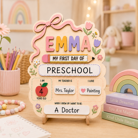 Custom Kids School Milestone Sign, First and Last Day Photo Board Gift For Boy And Girl THUC99