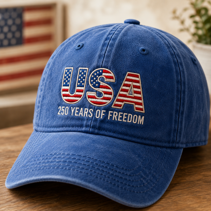 Patriotic America 250 Years Embroidered Dad Hat Vintage Adjustable Baseball Cap THUC99