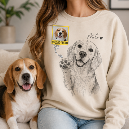 Custom Pet Portrait Hoodie Personalized Dog Photo Sweatshirt Memorial Gift for Pet Owners THUC99