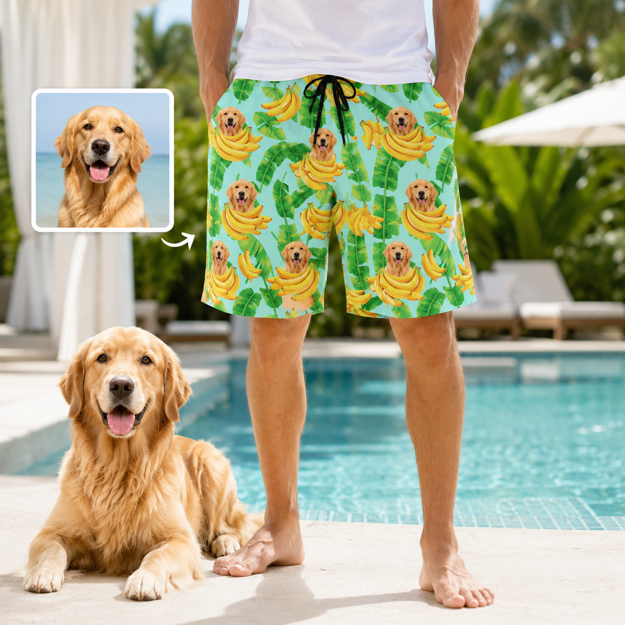 Personalized Dog Face Summer Shorts Custom Photo Beachwear for Vacation THUC99