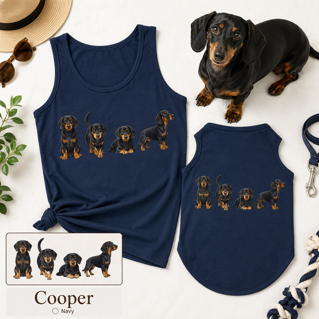 Custom Pet Photo Tank Top Set, Matching Owner and Dog Gift Outfit Gift For Women THUC99