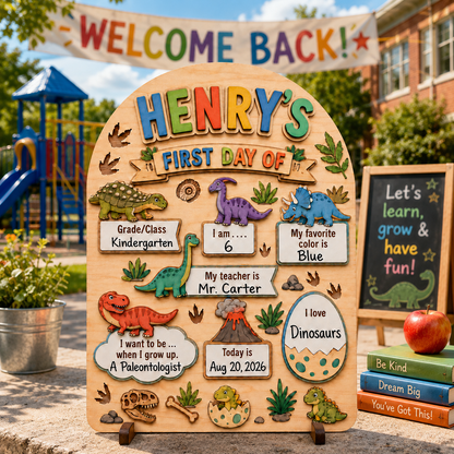 Custom Name First Day of School Sign, Personalized Last Day School Keepsake Board THUC99