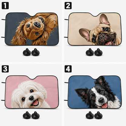 Custom Pet Auto Sun Shade, Personalized Dog Windshield Cover, Photo Car Sunshade Gift for Pet Parents THUC99