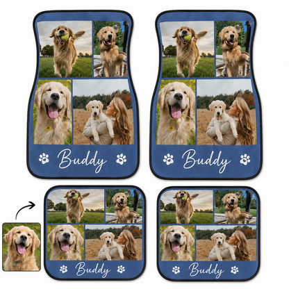 Custom Pet Portrait Car Floor Mats 4-Piece Set, Personalized Dog Lover Auto Accessories THUC99