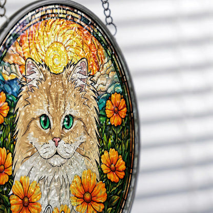 Custom Photo Cat Memorial Suncatcher – Personalized Pet Portrait Window Decor (THUC99)