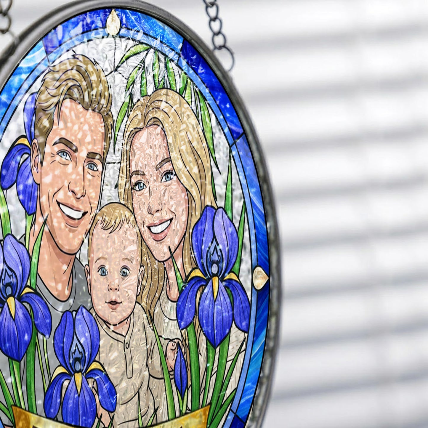 Custom Photo Family Photo Suncatcher – Personalized Stained Glass Window Hanging For Mom Gift THUC99