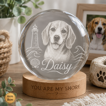 Custom Dog Crystal Lamp, Personalized Pet Photo Night Light, Memorial Dog Remembrance Gift THUC99
