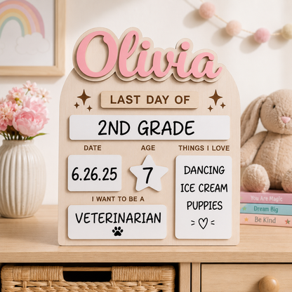 Personalized Preschool Kindergarten Board, Back to School Keepsake Sign THUC99