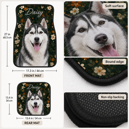 Personalized Dog Portrait Car Floor Mats, Custom Pet Auto Mat Set THUC99
