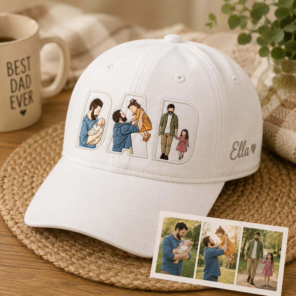 Dad Embroidered Hat, Custom Photo Dad Cap, Personalized Pet Face Hat, Father’s Day Gift For Dad THUC99
