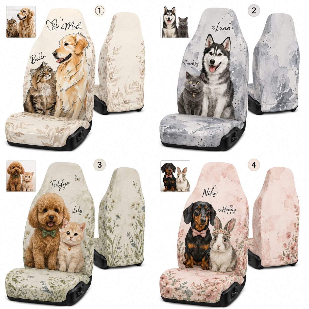 Custom Photo Pet Car Seat Cover, Personalized Dog Face Car Seat Protector, Car Accessories Gift THUC99