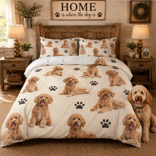 Custom Photo Dog Bedding Set, Personalized Pet Bed Sheet Set Gift For Dog Lover THUC99