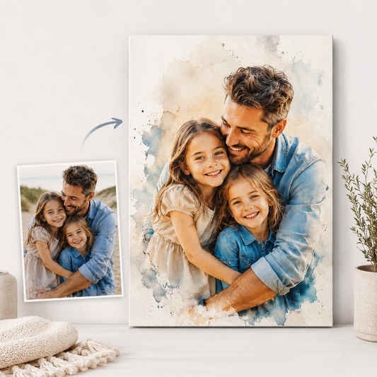 Custom Photo Girl Dad Canvas Wall Art - Custom Gift For Dad TOM99