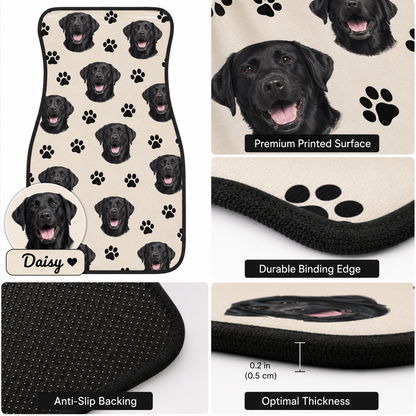 Personalized Dog Photo Car Floor Mats Set, Custom Pet Auto Floor Mat, Unique Car Decor Gift THUC99