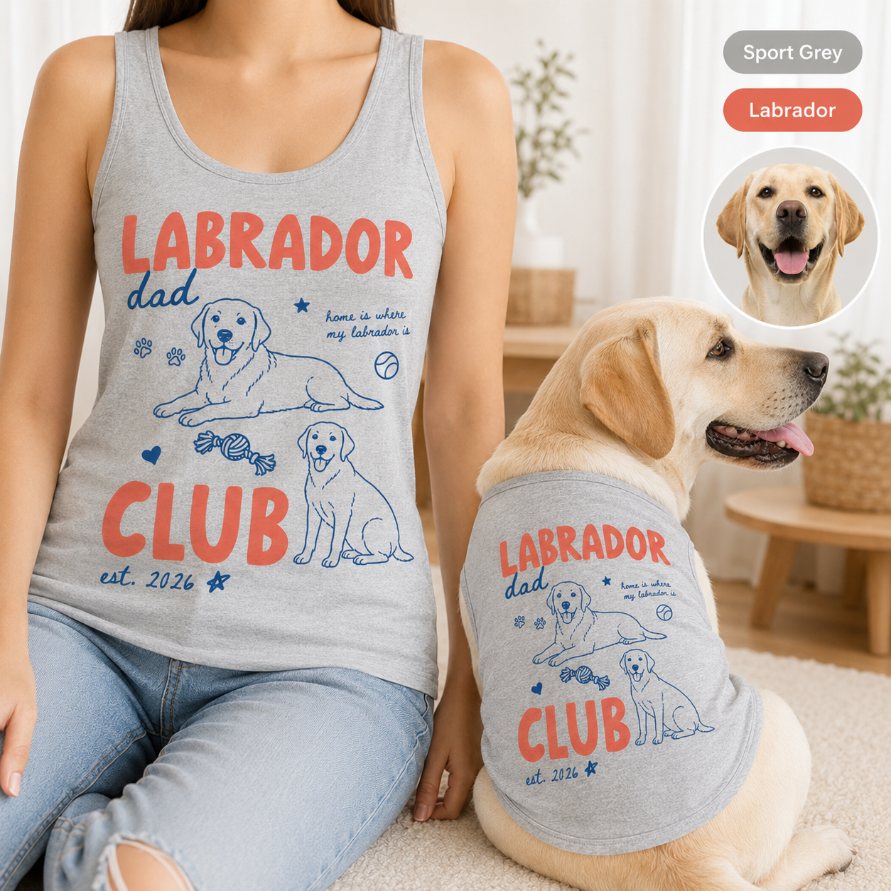 Custom Dog Photo Women’s Summer Tank Top and Pet Tank Top Matching Set THUC99