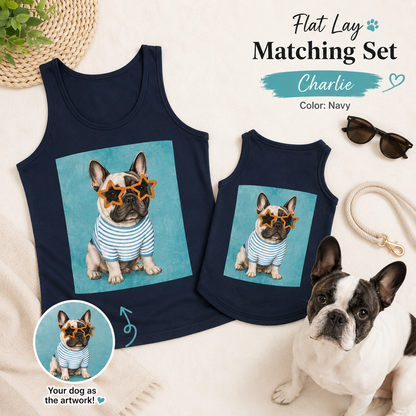 Custom Photo Dog Women’s Tank Top Set, Matching Dog Mom and Pet Shirt Gift THUC99