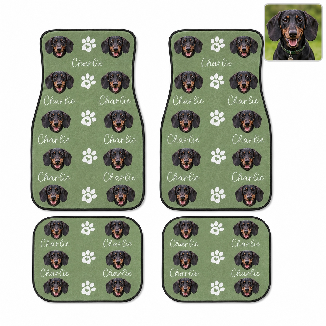 Custom Photo Dog Car Floor Mats 4-Piece Set, Personalized Pet Auto Floor Mat, Car Interior Accessories THUC99