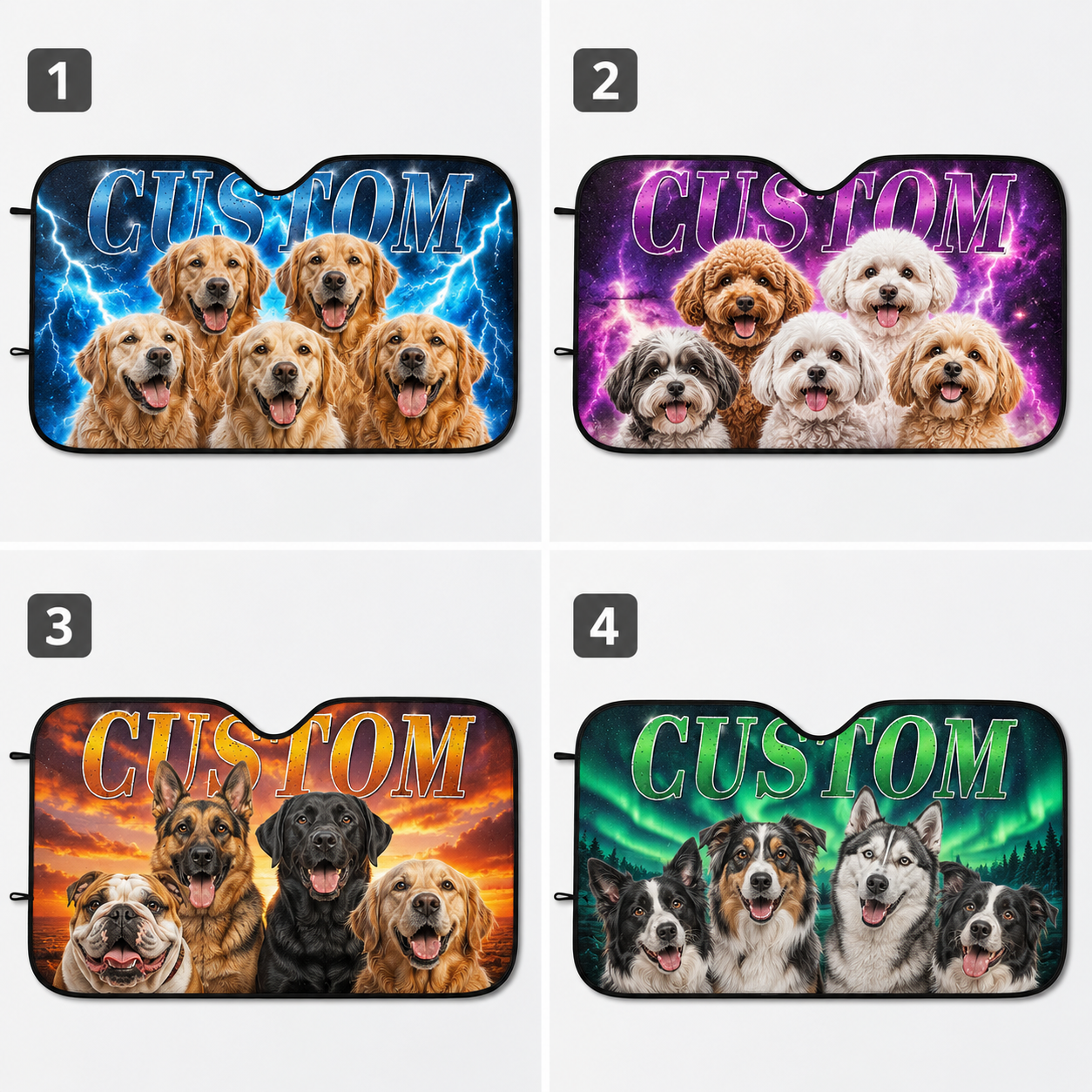Custom Photo Pet Windshield Sunshade, Personalized Dog Car Sun Shade, Unique Auto Accessories Gift THUC99